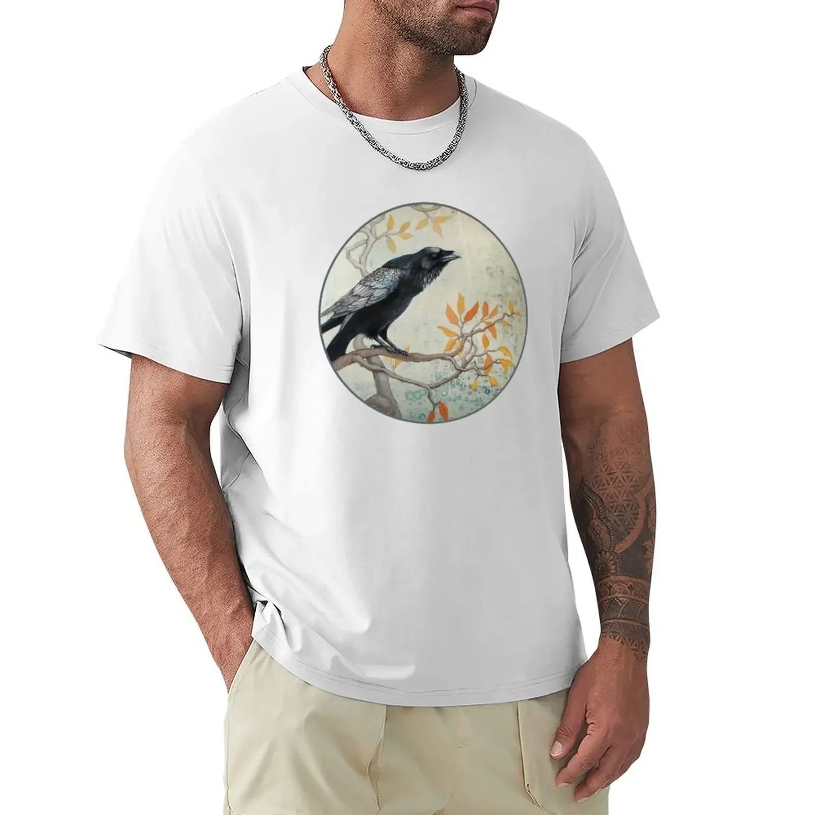 Autumn Raven - raven bird Poe the raven corvid lover T-Shirt basketball graphic tees street wear blacks Men's t shirts