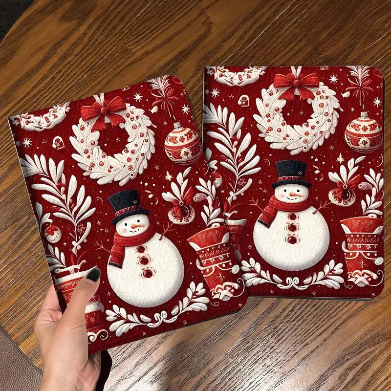 Cartoon Snowman Background For iPad Pro Mini Air 1 2 3 4 5 6 7 10 11 th 8 9 gen 11 M4 M5 Foldable Tablet Case Cover