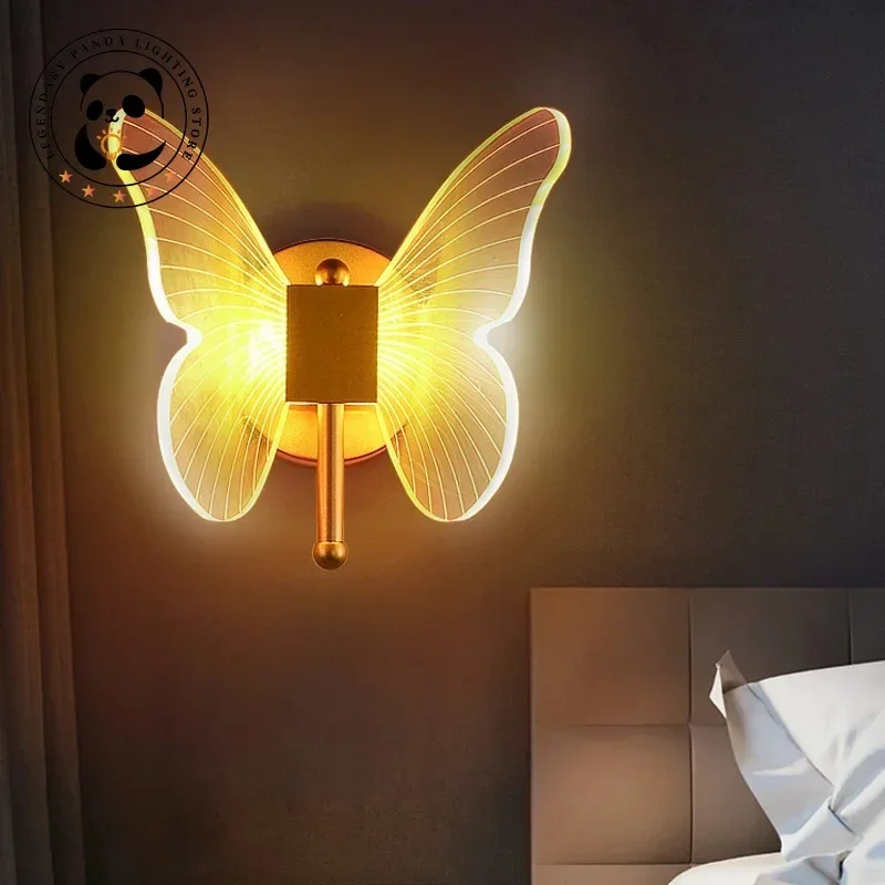 Modern Butterfly Led Chandelier Lighting Bedroom Bedside Background Acrylic Pendant Lamp Home Deco Hanging Celing Light Fixtures