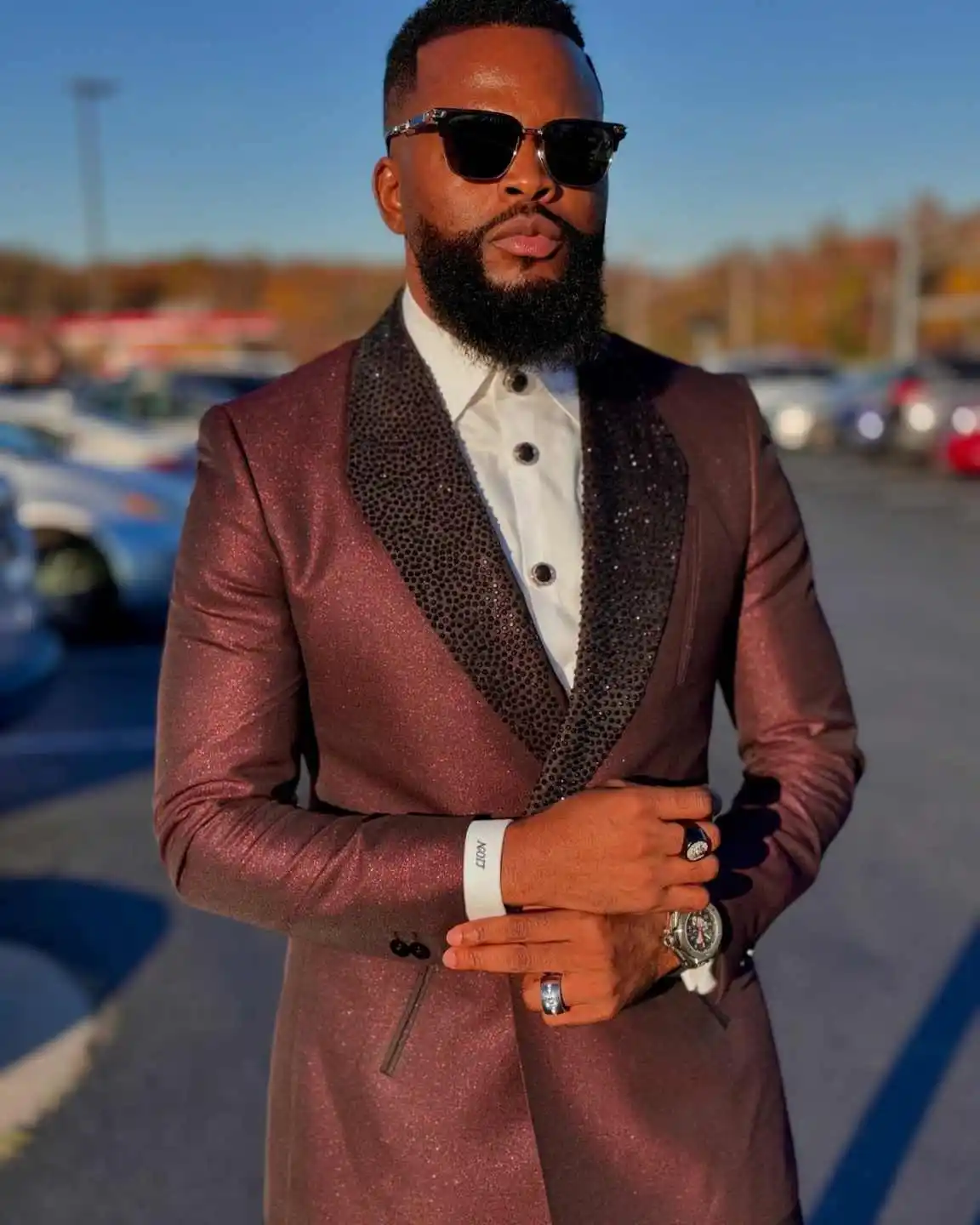 Costumes à paillettes pour hommes, 2 pièces, châle à revers, veste à Double boutonnage, Blazer, Tuxedos sur mesure pour marié, Occasion de mariage