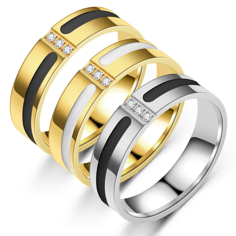 

Bxzyrt 2022 New Fashion Couple Rings 316L Stainless Steel Ring Oil Drop With Zircon Ring For Women Men Couples Ring Dropshipping