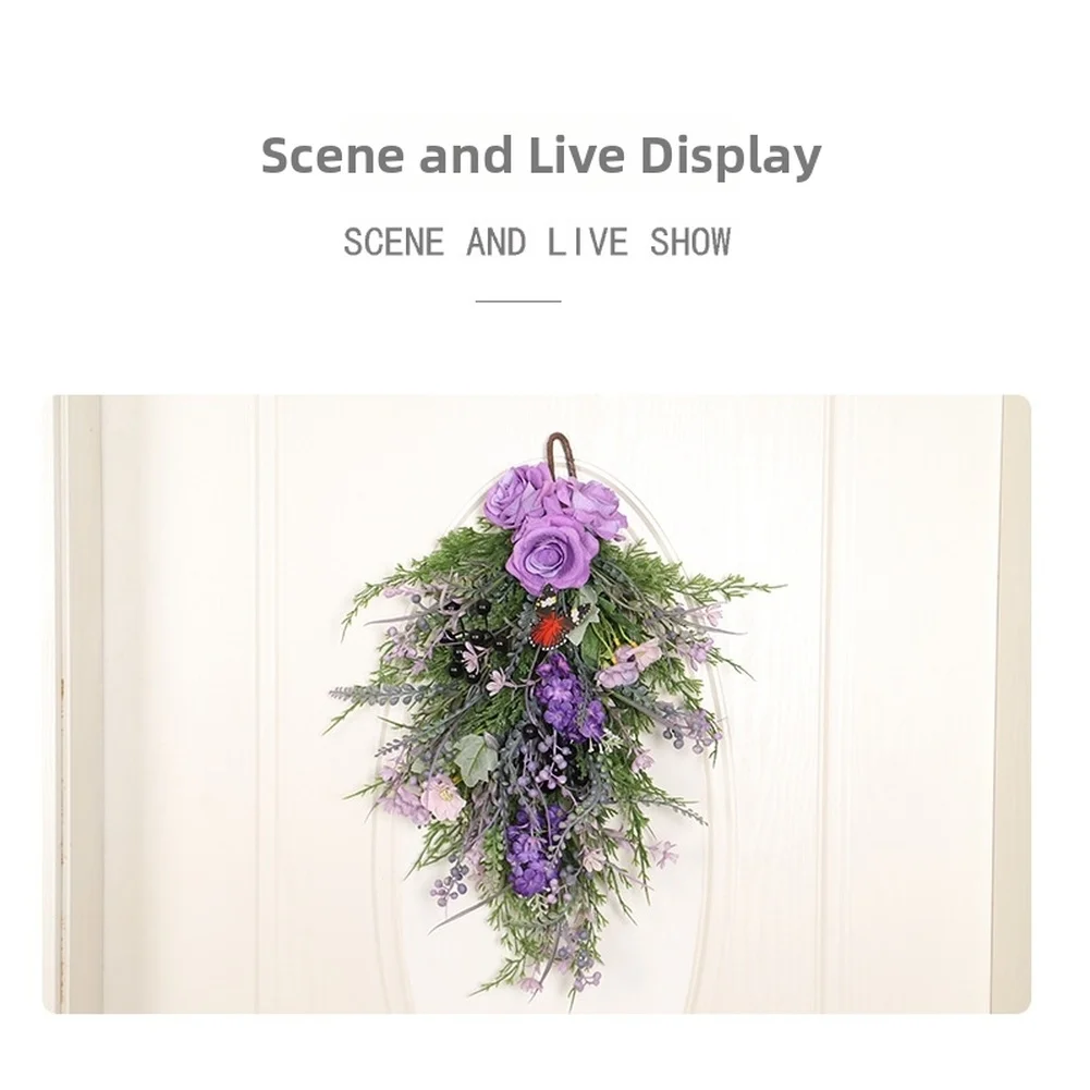 زهرة الحرير جدار ديكور الأرجواني روز صفير ريفي معلقة قطعة لغرفة المعيشة غرفة نوم مكتب مول 50x35 سم نسيج بلاستيكي #4