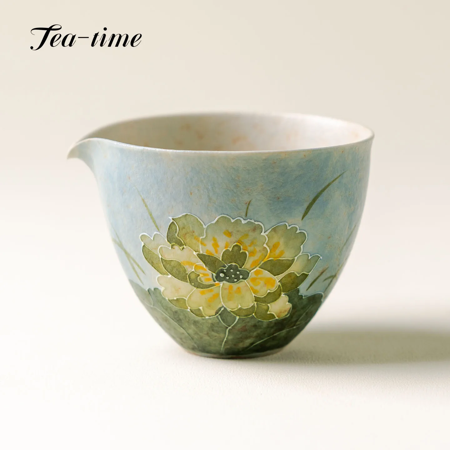 Hand-Painted Lotus Tea Cup Pitcher Ceramic Small Cha Hai  Jingdezhen Aesthetic Glass Cup Set Divide Tea Japanese Oolong Ceremony