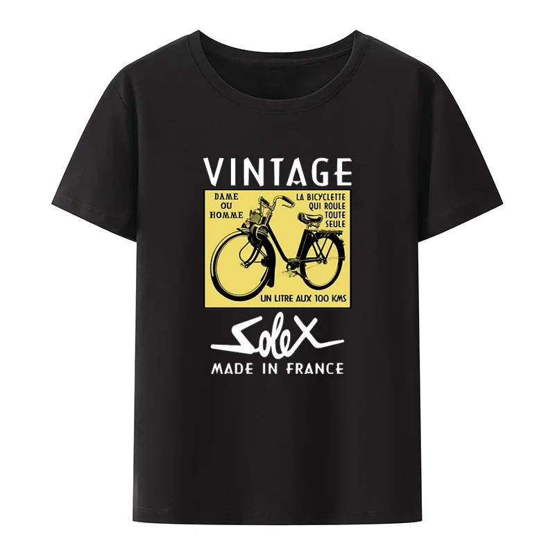 Vintage Solex Made In France Modal Print T Shirt Hip-hop Cool Leisure Funny Loose Crop Top Y2k Goth Trend Pattern Novelty Gift