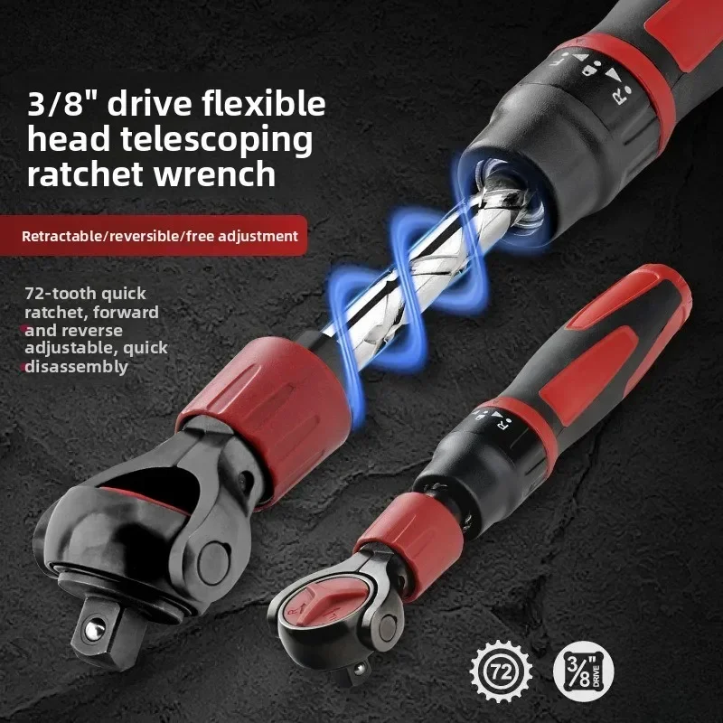 

Durable Telescopic Movable Head Ratchet Sleeve Wrench 3/8 Casing Head Fast Ratchet Wrench Industrial Grade