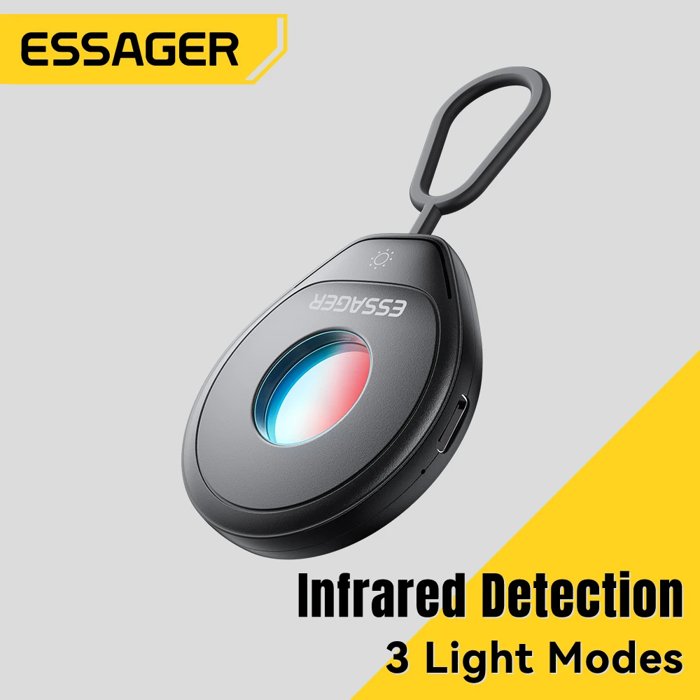

Essager Mini Hidden Camera Detector Portable Anti-Spy Infrared Lens Finder Anti-Peeping Gadget ForTravel Hotel Bathroom Security
