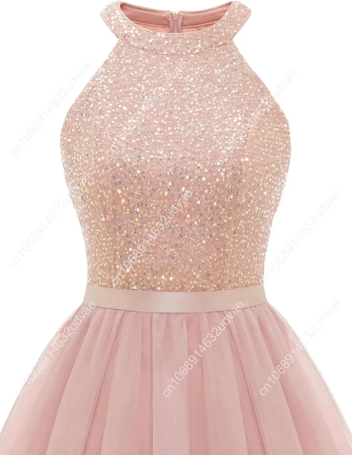 Dressystar Women's Short Halter Cocktail Party Dress Lace Tulle Prom Gown