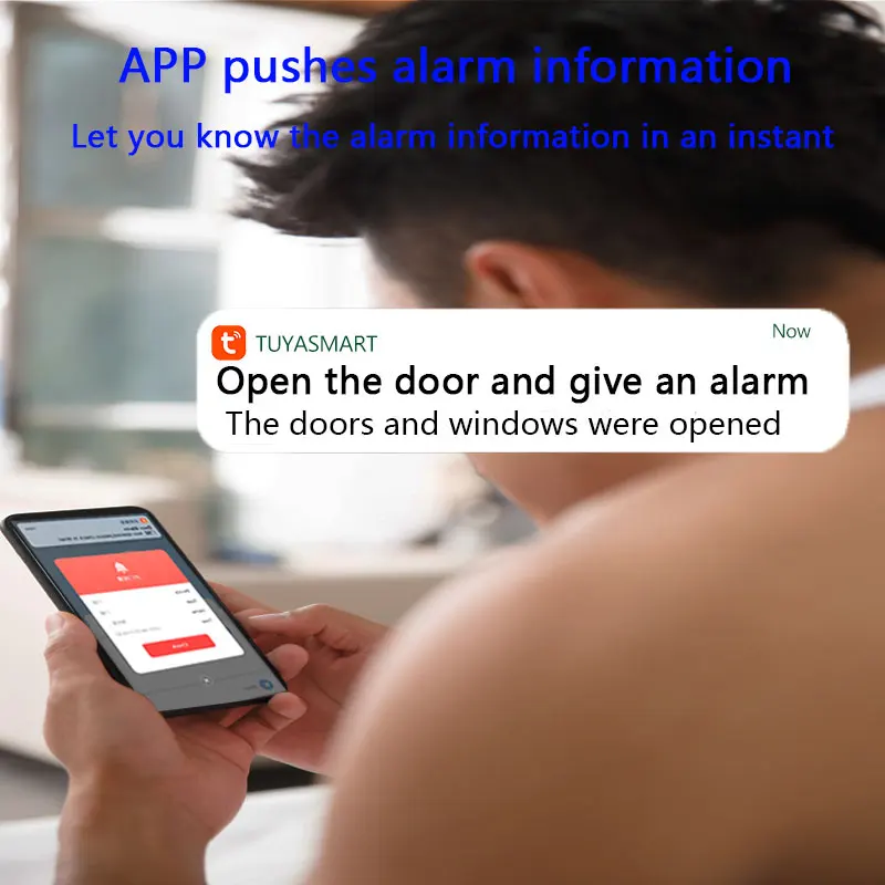 WiFi Tuya WIndow Door Sensor Smart Door Open/Closed Detectors Home Security Alarm System Independence Alert Scene 90dB Siren