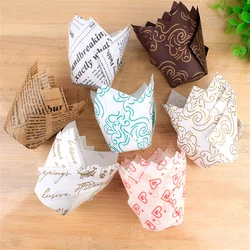 50pcs/bag Newspaper Style Cupcake Liner Baking Cup For Wedding  Caissettes Tulip Muffin Cupcake Paper Cup Oilproof Cake Wrapper