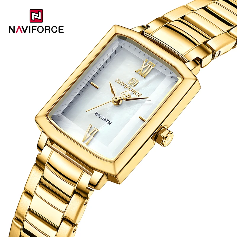 New NAVIFORCE Ladies Fashion Sports Quartz Wristwatches Stainless Steel Strap Watches for Women 3ATM Water Resistant  Reloj Muje