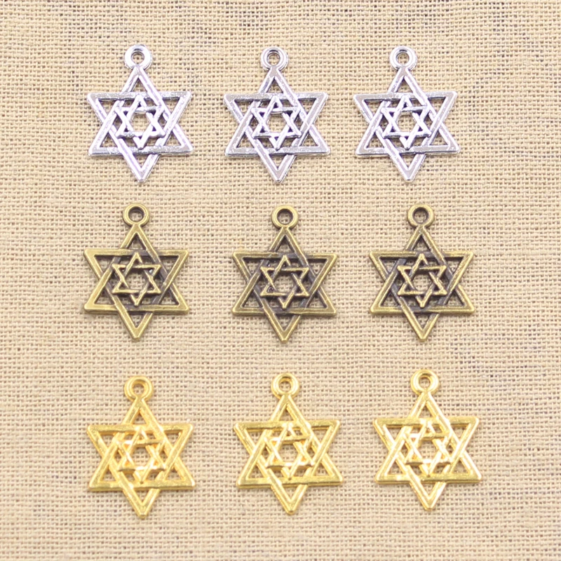 15pcs Charms Star Of David Shield 22x16mm Antique Making Pendant fit,Vintage Tibetan Bronze Silver color,DIY Handmade Jewelry