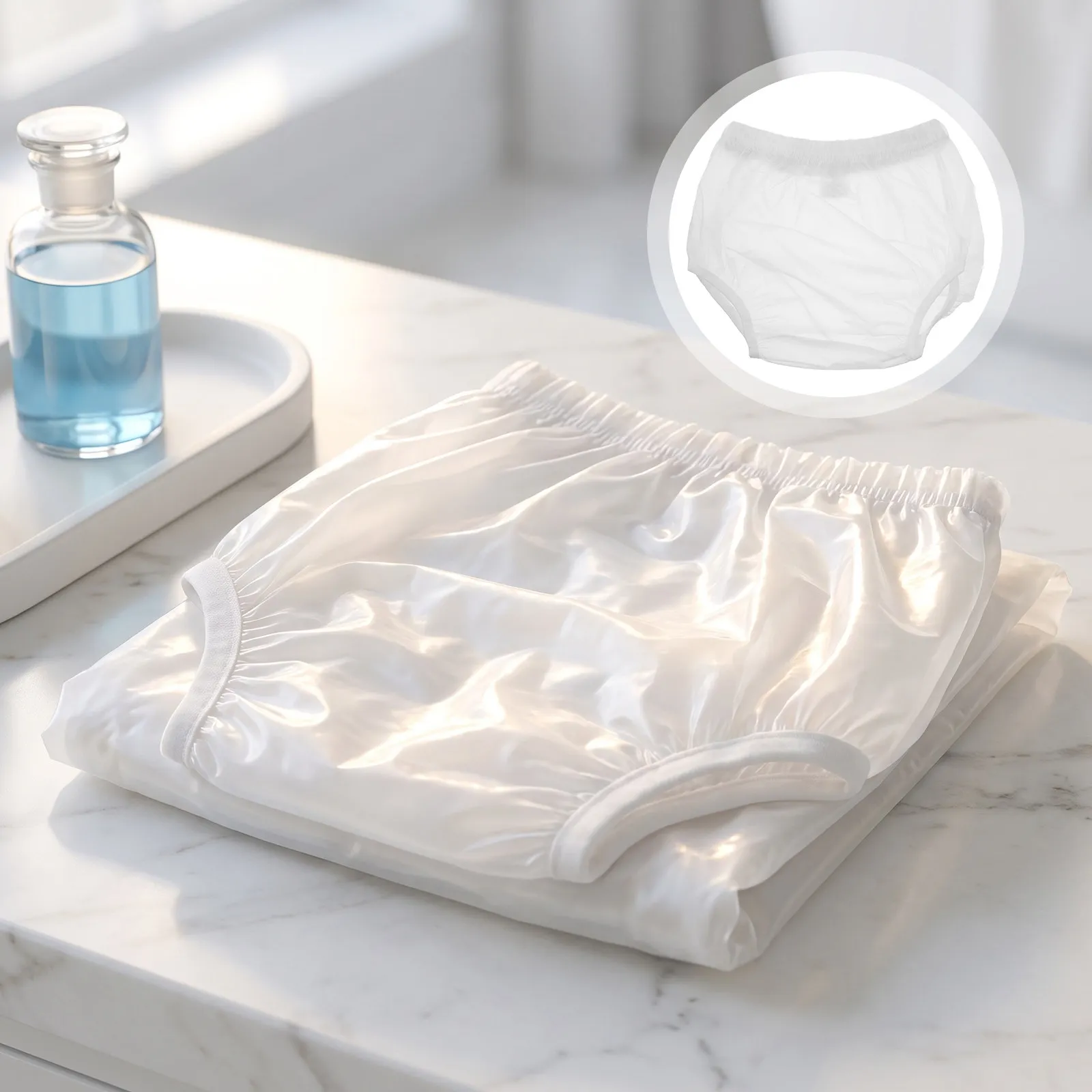 Adult Diaper Cover Pants Waterproof Leak Resistant Clear Plastic Incontinence Cover 21-31.5 Waist Breathable Silent Washable