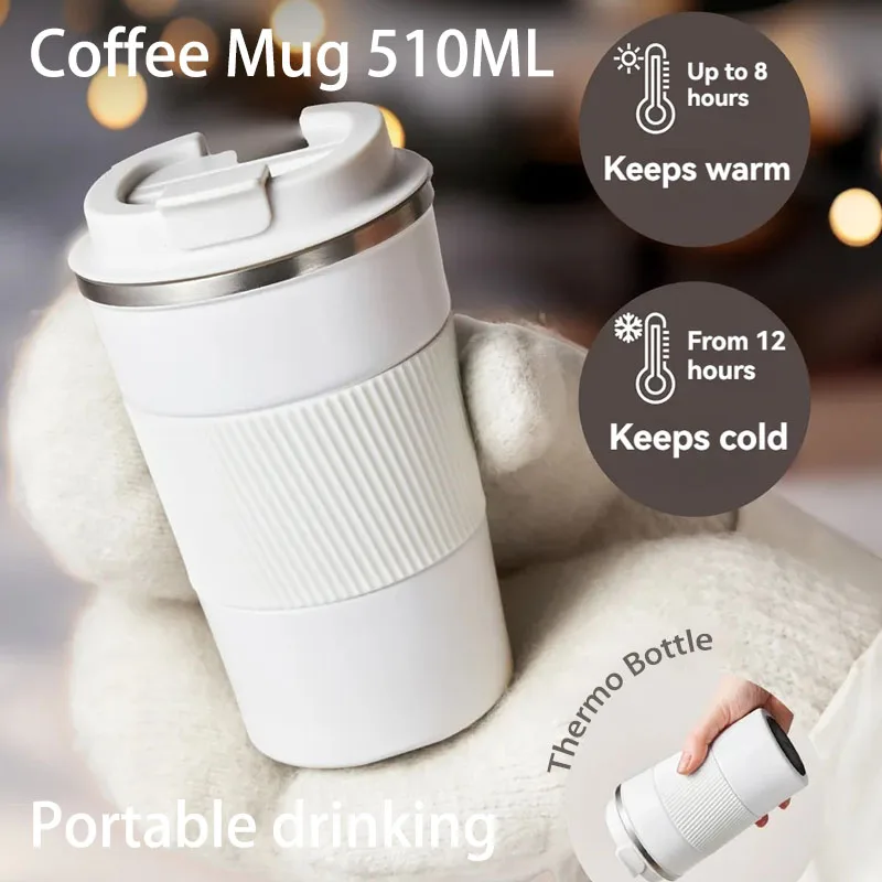 380/510ML Stainless Steel Car Thermal Cup Coffee Cup  for Outdoor Sports Cold and Heat Thermal Mug Tumbler Insulated Flask Water