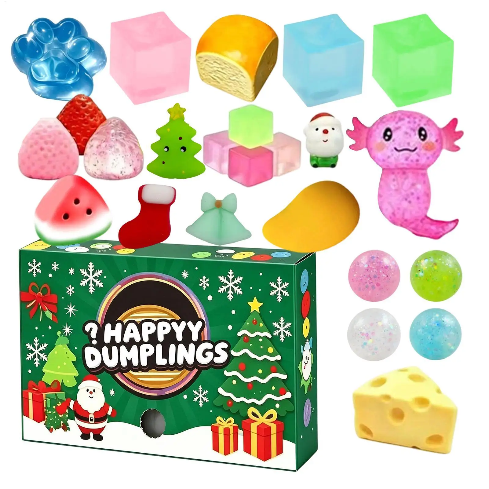 Happy Dumpling Squishy Advent Calendar 24 Days Calendar Random Squishy Squeeze Fidget Stress Relief Christmas Party Gift