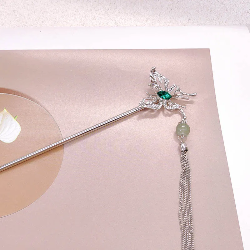 

Новая высококачественная металлическая заколка для волос с жидкой бабочкой в китайском стиле, универсальный аксессуар для волос, спиральная заколка для волос