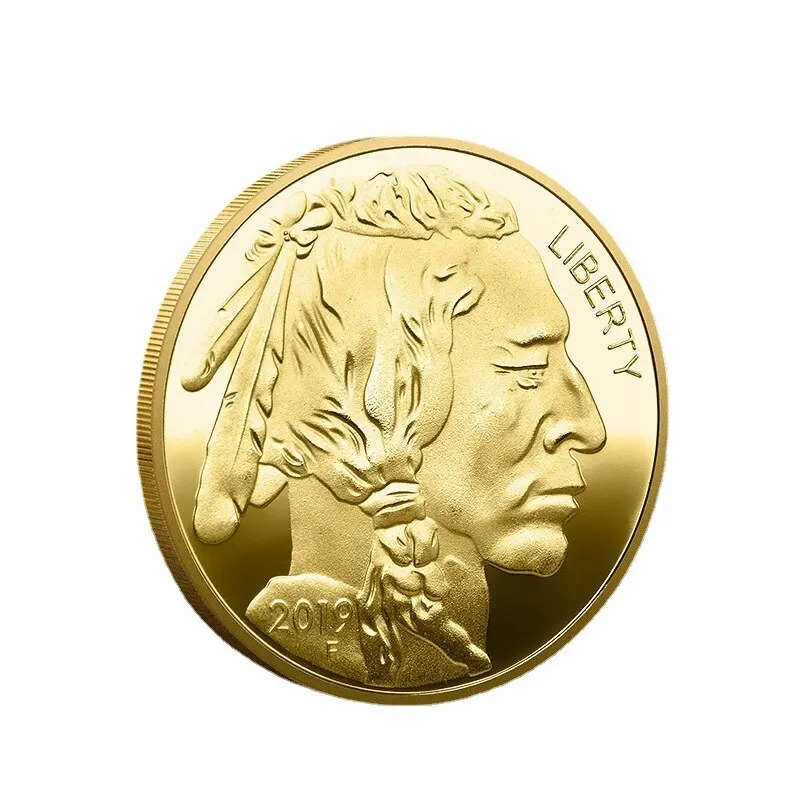 1pc American Buffalo Golden Coin: A Unique Commemorative Medal to Honor the Buffalo Old Man\'s Head!