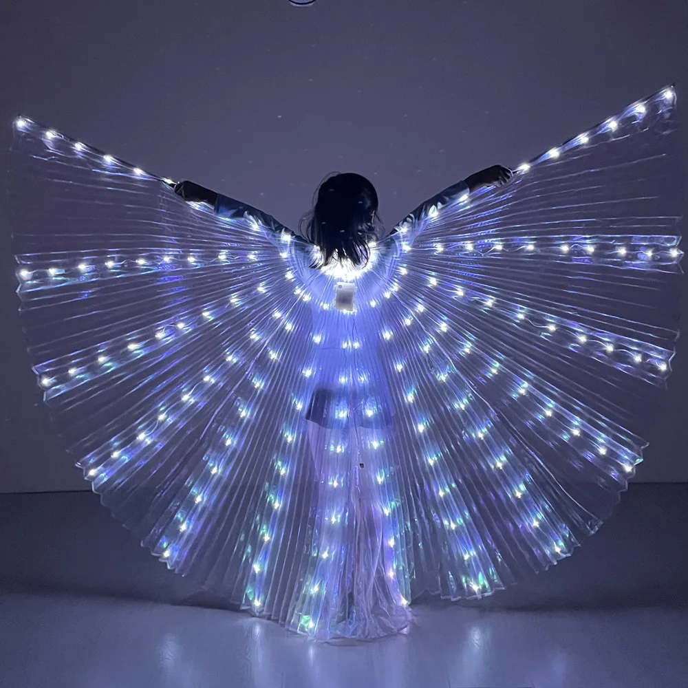 

Kids LED Isis Wings Sticks Belly Dance Wing Stage Performance Girls Multi Colors Wings Led Butterfly Light Up 360 Degrees