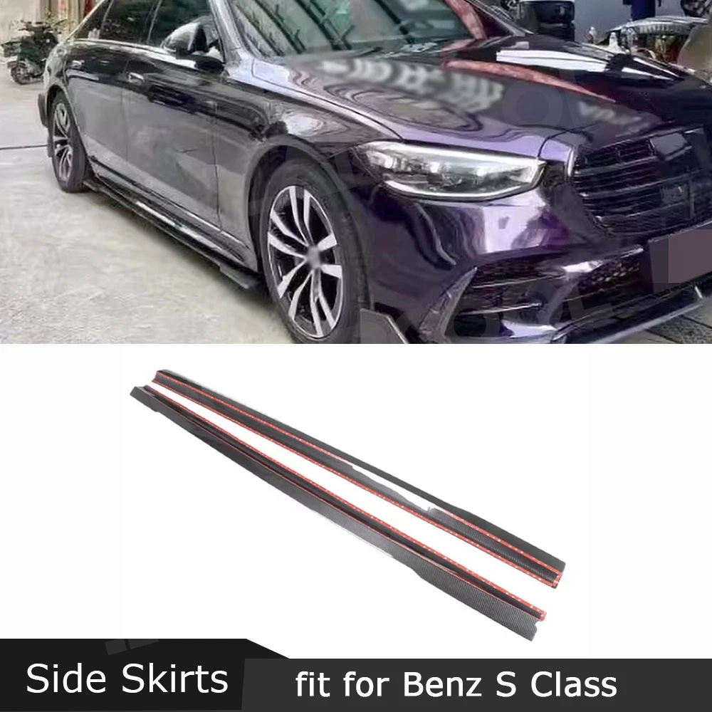 

For Benz S Class W223 S450 S500 2021-2023 Real Carbon Fiber Side Skirts Apron Door Bumper Auto Para Exterior Car Accessories FRP