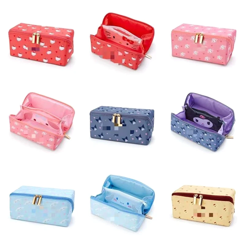 Sanrio Multi-layer Cute Pencil Case Kids Pencil Case Cinnamon Kuromi Cartoon Stationery Bag Zipper Stationery Box Cosmetic Bag