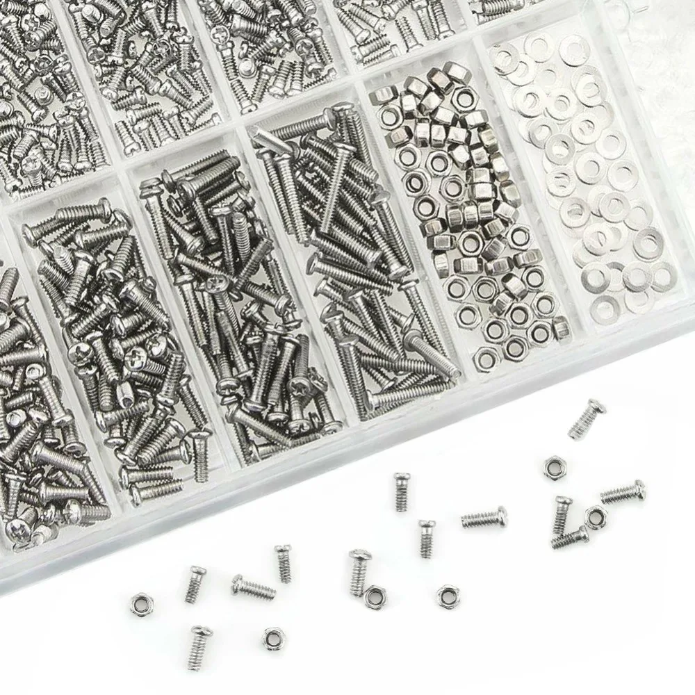 1000pcs Stainless Steel Material Glasses Screws Repair Kit With Tweezers Nut Washer Assortment Small Screws Assortment