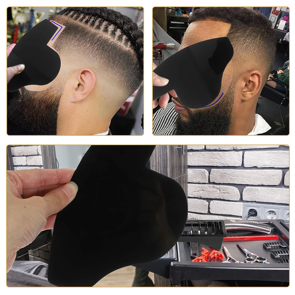 

3pcs Hairline Enhancing Card Beard Shaping Tool PVC Template Design Cards Black Color Hairline Styling Accessories