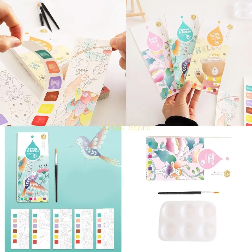 Pocket Watercolor Painting Book for Toddler Art Drawing, Watercolor Book Water Color Paint Set with Paint Brush best sale