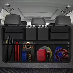 Car Trunk Organizer Adjustable Backseat Storage Bag Net High Capacity Multi-use Oxford Automobile Seat Back Organizers Universal