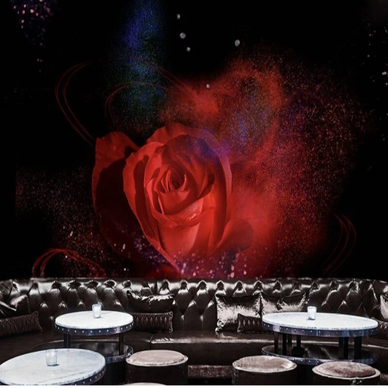 Cool red rose luminous body nightclub ktv custom TV luxurious home decoration background wall