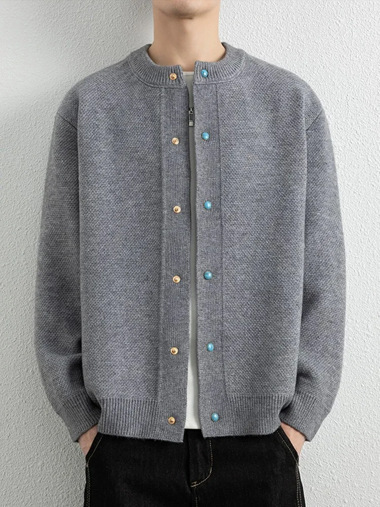 

Men's Light Maturi Knitted Patchwork Open Cardigan Jaet Autumn Winter Lazy Old Money Sle adow Pattern Cloud Weave Swe...