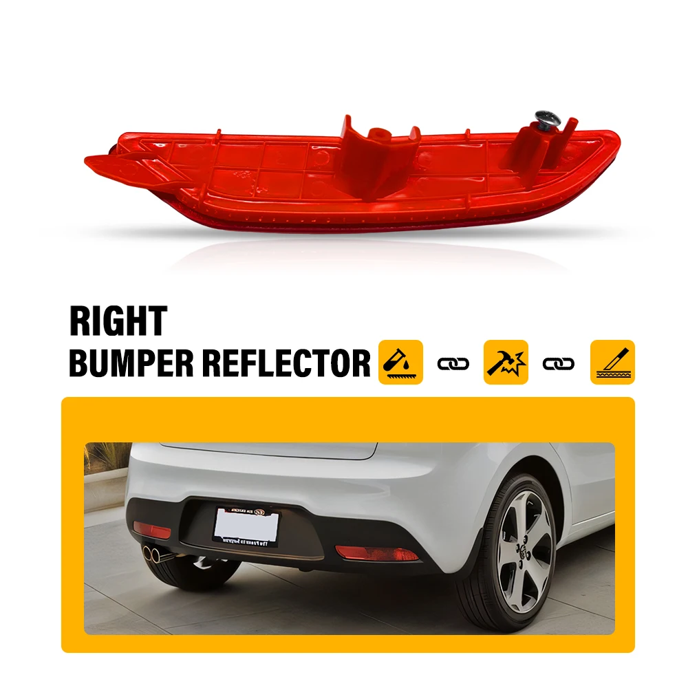 1Pcs Right Side Rear Bumper Reflector Fits For Kia RIO 2010 2011 2012 2013 2014 Car Accessories Replacement Red Lens ABS