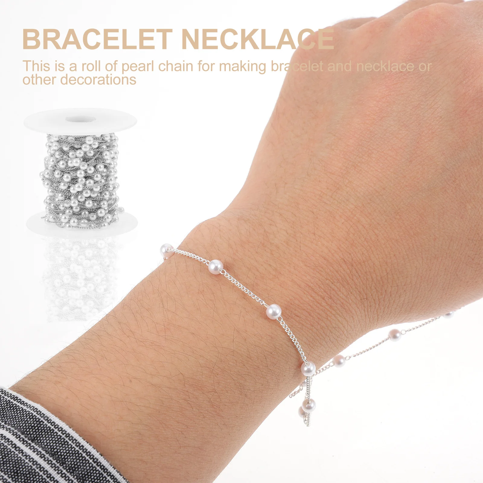 

1 Roll Pearl Chain High Grade Lightweight DIY Supply for Bracelet Necklace Hairpin Clothing Decoration Jewelry Making Material