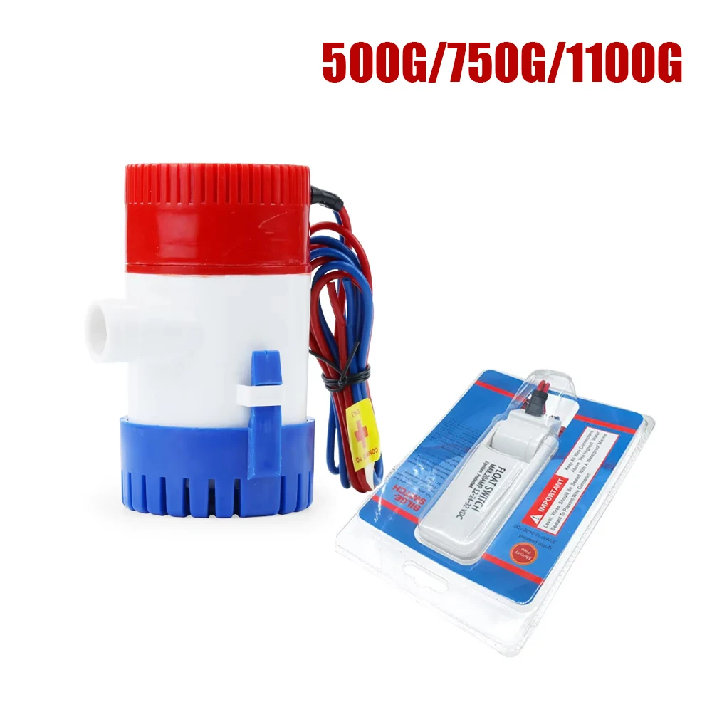 

12V DC Mini Electric Submersible Boat Marine Bilge Pump 500/750/1100 GPH With Float Switch Sensor For Seaplane Motor Houseboat