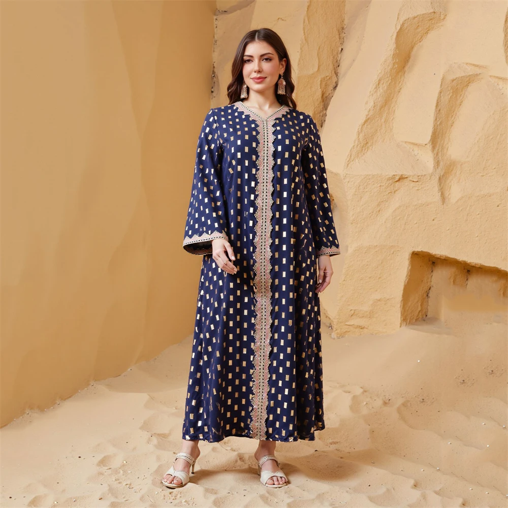 Silky Embroidery Muslim Dress Robe Abaya Syari Female Islamic Evening Gown Muslim Abaya
