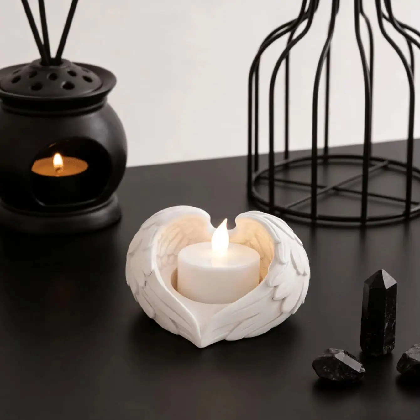 3D printed new angel wing candle holder suitable for tea wax or imitation candle home decoration desktop ornaments