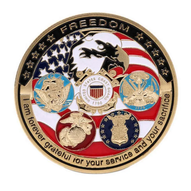 

Army, Navy and Air Force Freedom Letter Commemorative Coin Collection Coin of American Hawk Team of Five Major Powers