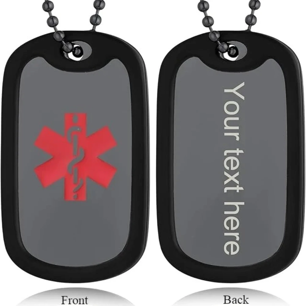 Medical Alarm Pendants Men's Women's Stainless Steel Emergency Medical ID Dog Tag Necklaces