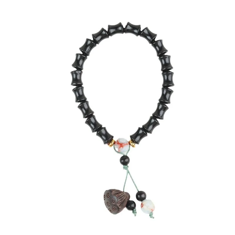 Purple Light Ebony Steady Progress Bracelet Lotus Seed Pod Pendant Shoushan Stone Men Women Cultural Play Buddha Bead Jewelry