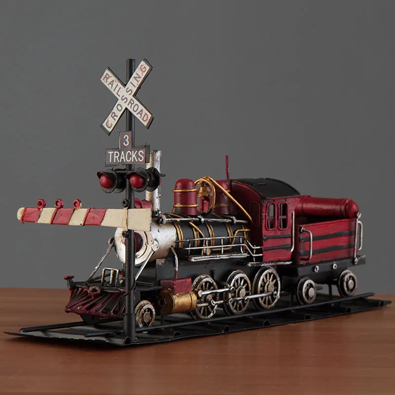 Retro Nostalgic Steam Train Metal Car Model Home Decoration Accessories Iron Bus Miniature Bookcase Ornaments