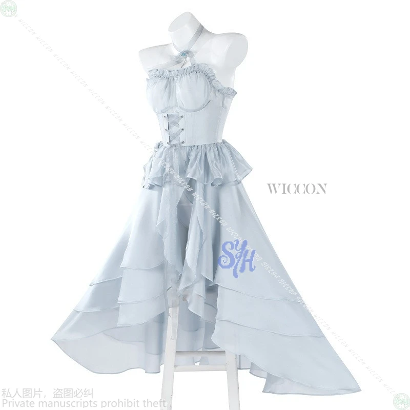 NIKKE آلهة النصر Xinderela تأثيري حلي الأميرة رمادي خارج على الكتف ثوب مسائي لوليتا هالوين