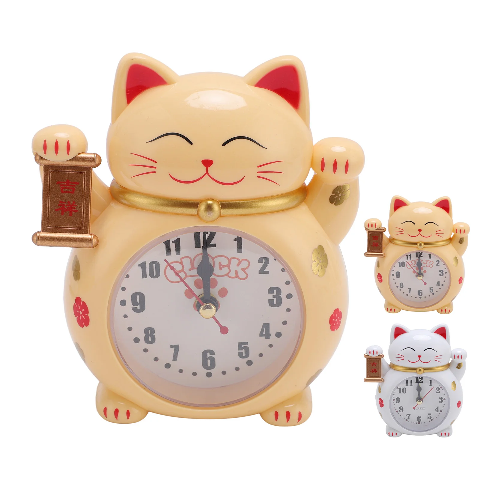 Reloj despertador de gato de la suerte para estudiantes y niños, reloj de gato de la suerte, reloj despertador de plástico preciso con bonito dibujo de gato de la suerte para el hogar