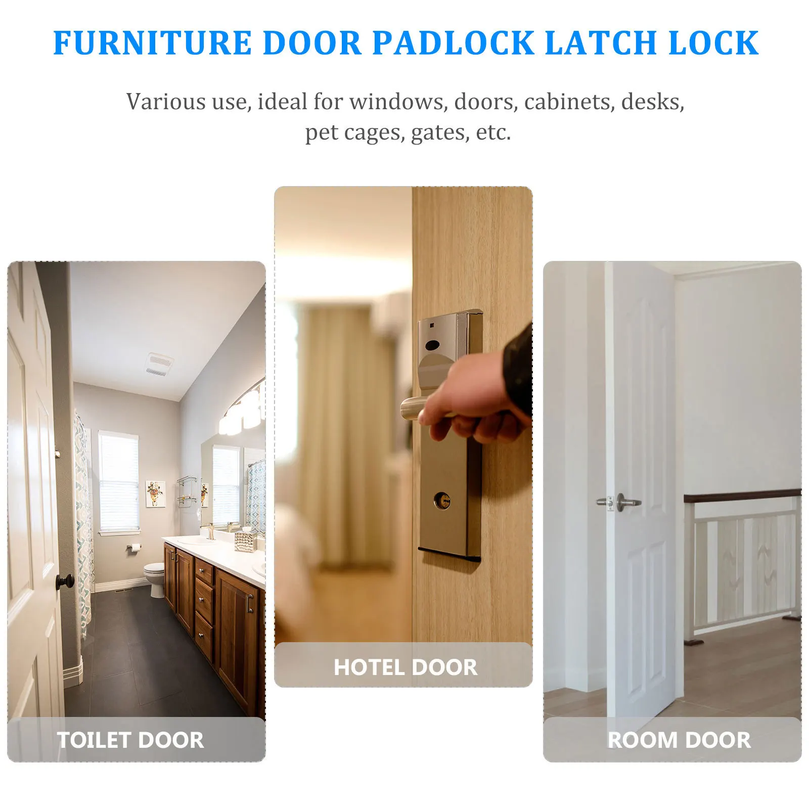 

2Pcs Door Hasp Lock Stainless Steel Heavy Duty Padlock Latch Cabinet Right Security Hasp for Windows Doors Furniture