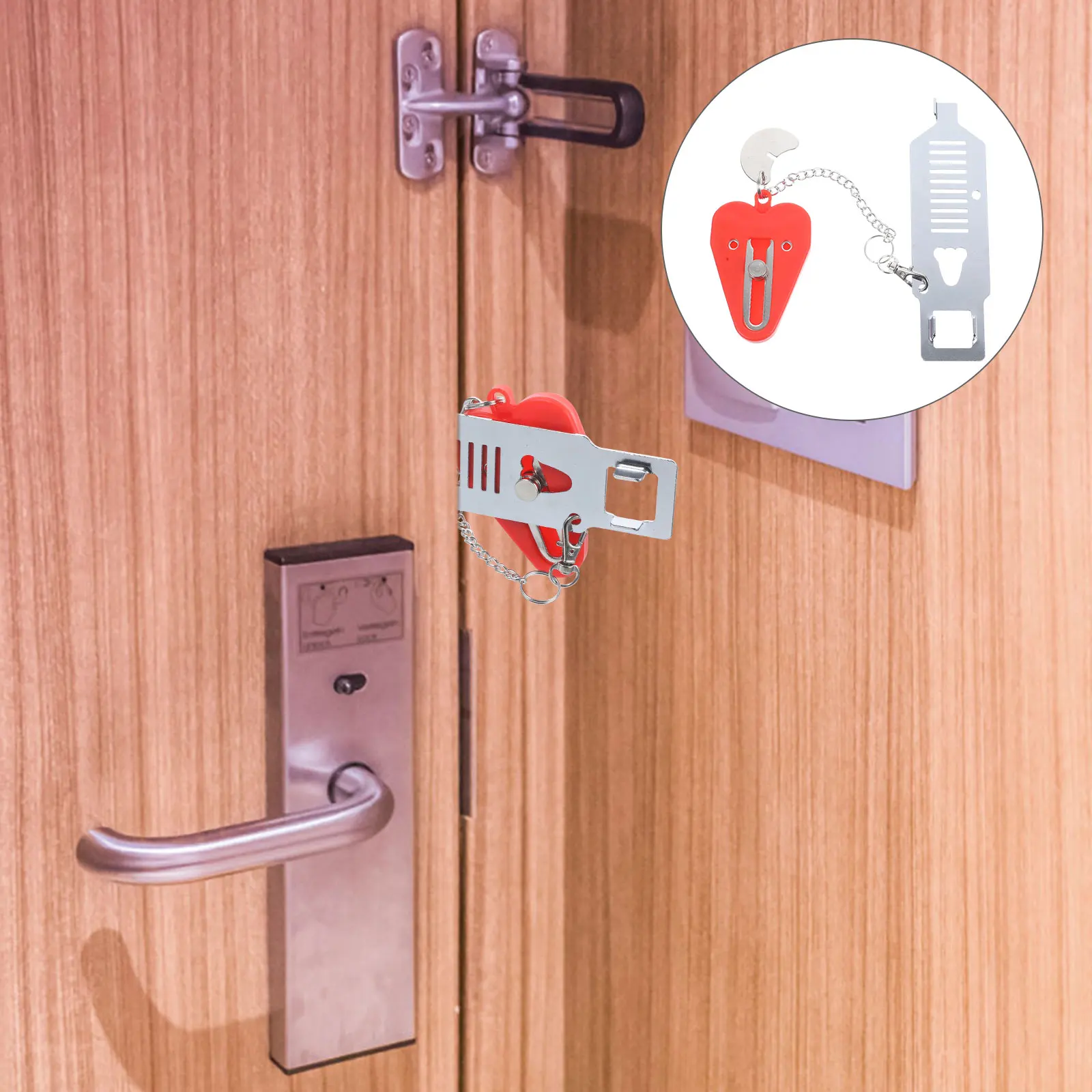 

Portable Door Home Security Anti Theft Chain Red Safety Guard Home Door Lock Privacy Protector Child Pet Proof Hardware