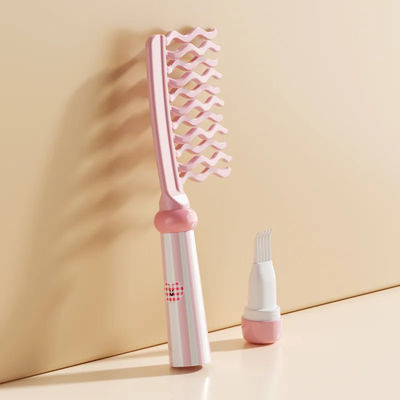 

Double Row Wavy Tooth Hair Styling Comb With Massage Handle Anti Static Curling Comb For Salon Styling And Home Hair Care