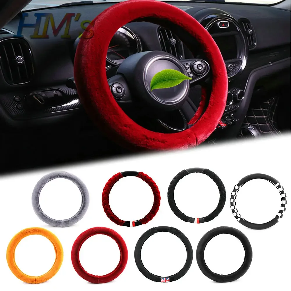 

Car Steering Wheel Cover Car Interior Anti Slip For Mini Cooper S JCW F54 F55 F56 F60 R55 R56 R60 Flannel Steering Wheel Cover