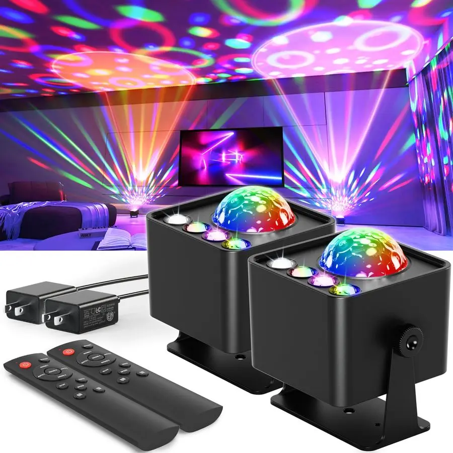 

Pack Disco Ball Light Party Lights, светодиодный Dj Disco Light, лампа заката, проектор, стробоскоп, звуковая активация, сценические огни с пультом дистанционного управления