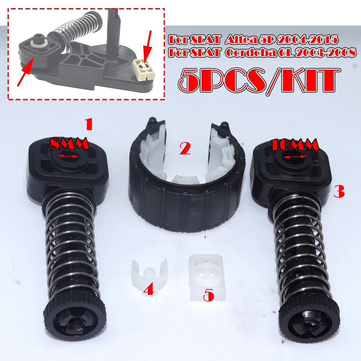 

5pc For SEAT Altea 5P Cordoba 6L Upgrade Bushing Shifter Bearing Shell MT Gearbox Rebuild Shifter Lever Adjuster Linkage Pivot