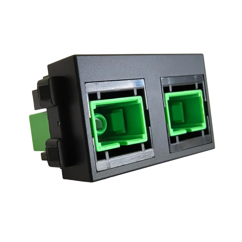 Dual SC APC UPC Optic Fiber Module Component Single Mode SC-SC Female Jack Keystone Slot Connector In Black For LAN Network
