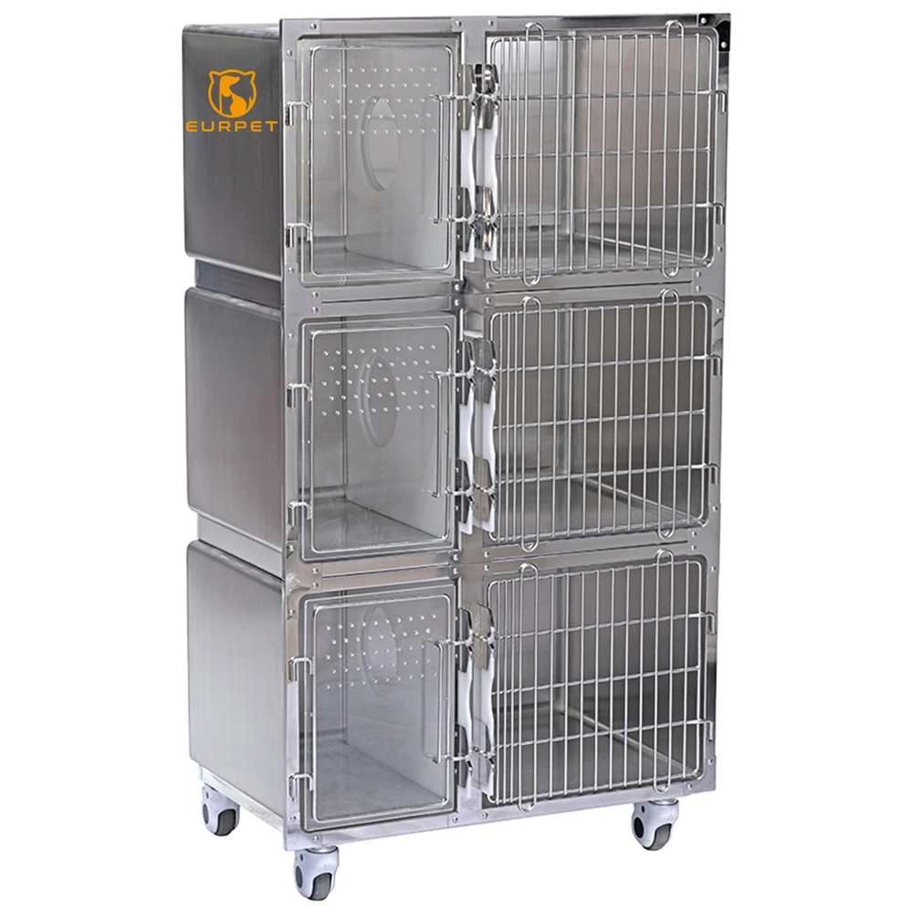 

EUR PET Wearable 3 layers anti-scratch Stainless steel cat breeding cage with medium partition board