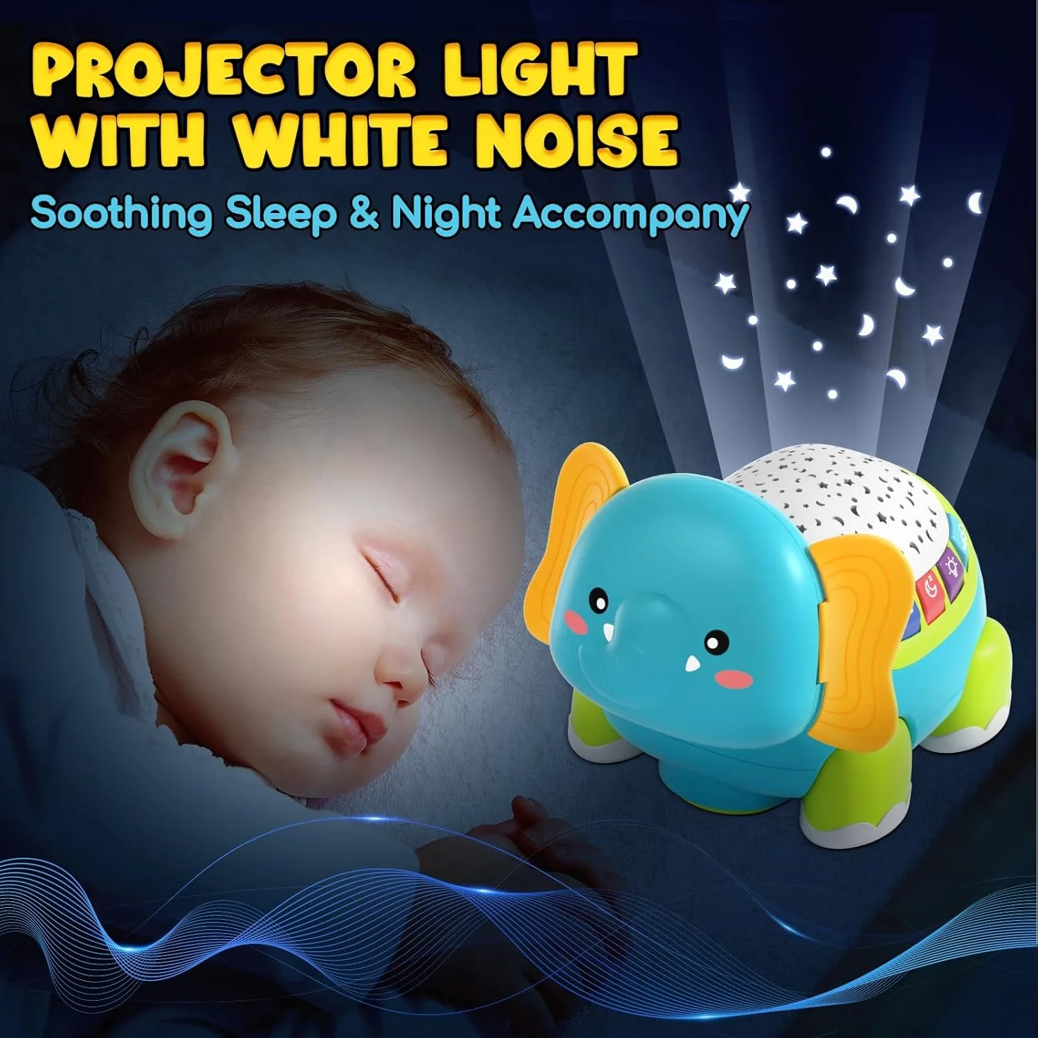 Baby kruipende muzikale olifant speelgoed voor 18M+, Montessori peuter geluidsspeelgoed met projectorlicht, verjaardagscadeaus leren,