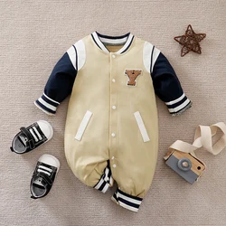 Spring And Autumn Boys And Girls Handsome Baseball Jersey Cotton Comfortable Long Sleeve Casual Baby Bodysuit